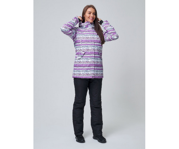 Женская зимняя горнолыжная куртка фиолетового цвета 1937F