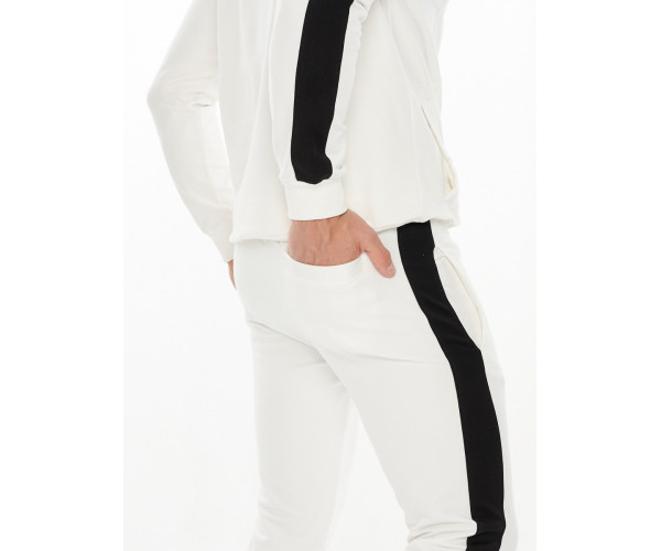 Трикотажный спортивный костюм белого цвета 9152Bl