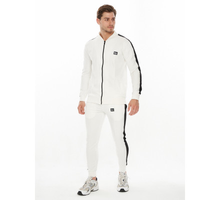 Трикотажный спортивный костюм белого цвета 9152Bl