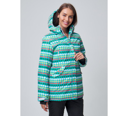 Женская зимняя горнолыжная куртка бирюзового цвета 1937Br