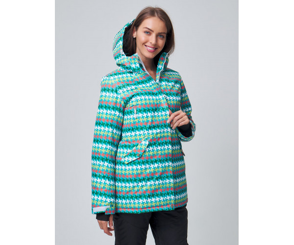 Женский зимний горнолыжный костюм бирюзового цвета 01937Br