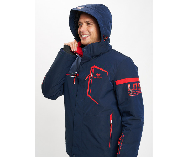 Горнолыжная куртка мужская темно-синего цвета 77014TS