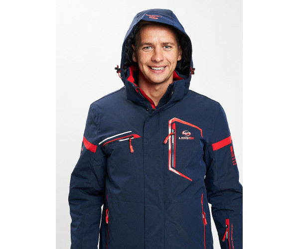 Горнолыжная куртка мужская темно-синего цвета 77014TS