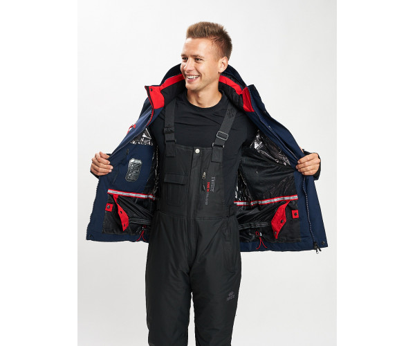 Горнолыжная куртка мужская темно-синего цвета 77014TS