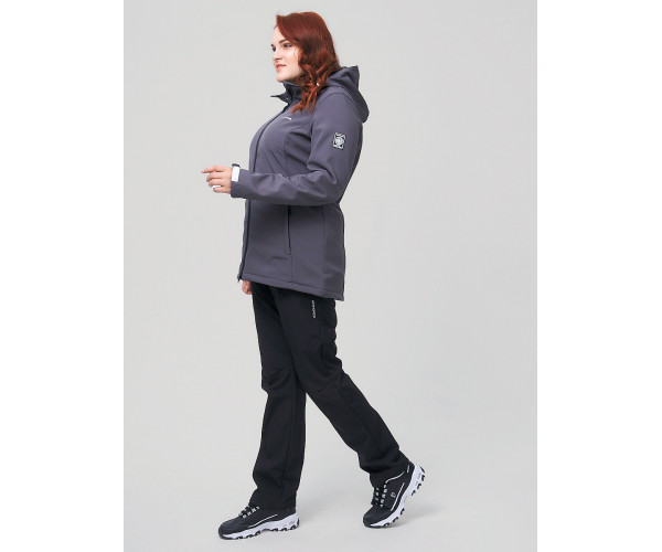 Костюм женский  большого размера серого цвета 02003Sr