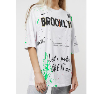 Женские футболки с принтом белого цвета 76102Bl