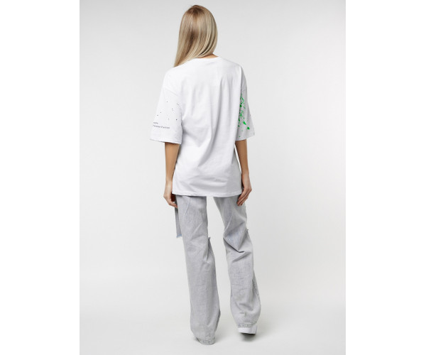 Женские футболки с принтом белого цвета 76102Bl