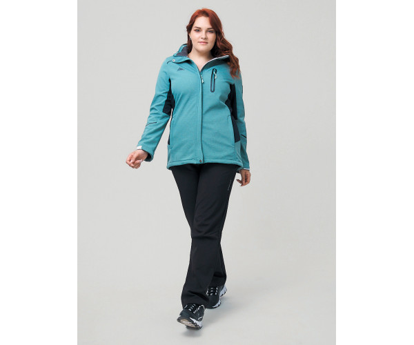 Костюм женский  большого размера бирюзового цвета 02036-1Br