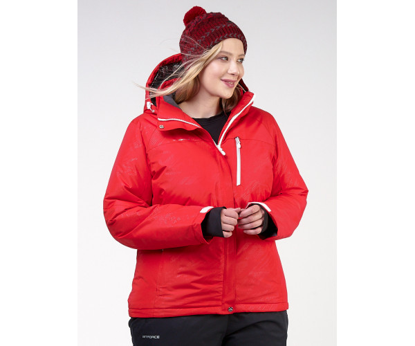 Женский зимний костюм горнолыжный большого размера красного цвета 021982Kr