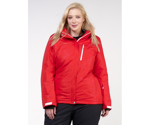 Женский зимний костюм горнолыжный большого размера красного цвета 021982Kr