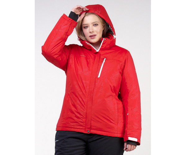 Женская зимняя горнолыжная куртка большого размера красного цвета 21982Kr