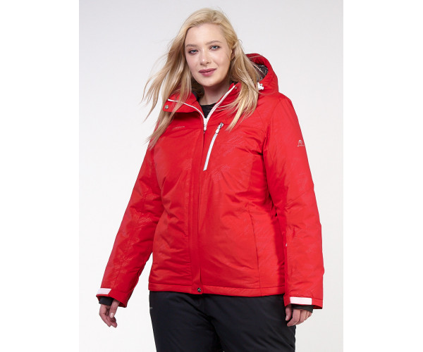 Женская зимняя горнолыжная куртка большого размера красного цвета 21982Kr