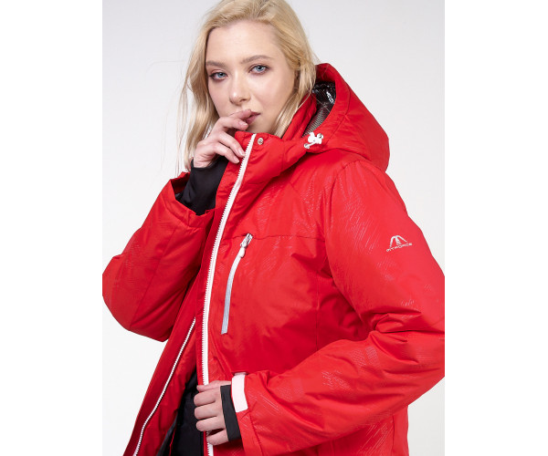 Женский зимний костюм горнолыжный большого размера красного цвета 021982Kr