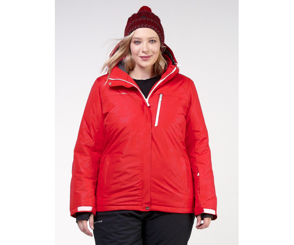 Женский зимний костюм горнолыжный большого размера красного цвета 021982Kr