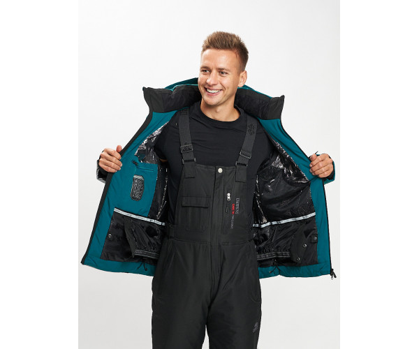 Горнолыжная куртка мужская темно-зеленого цвета 77015TZ