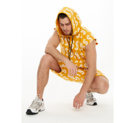 Костюм шорты и футболка горчичного цвета 9166G