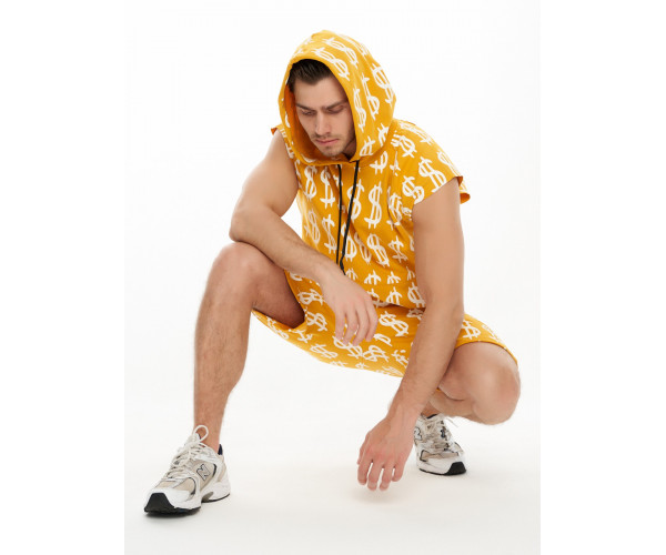 Костюм шорты и футболка горчичного цвета 9166G