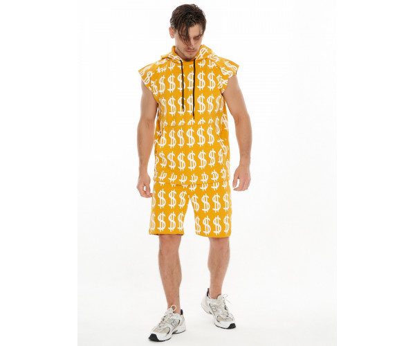 Костюм шорты и футболка горчичного цвета 9166G