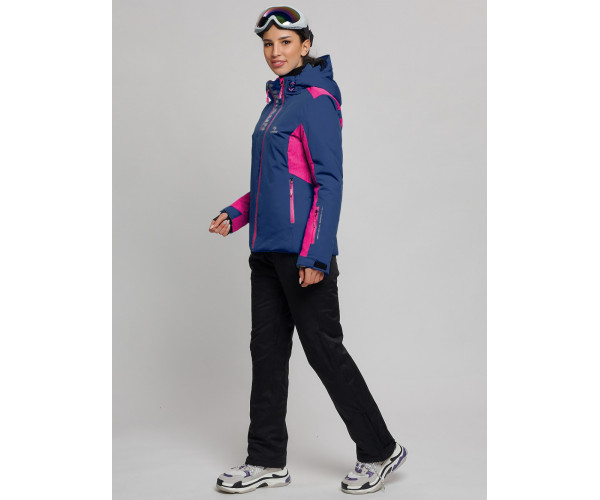 Горнолыжный костюм женский темно-синего цвета 077033TS