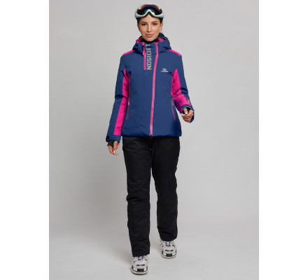 Горнолыжный костюм женский темно-синего цвета 077033TS