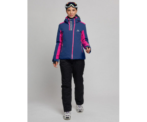 Горнолыжный костюм женский темно-синего цвета 077033TS