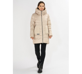 Куртка зимняя big size бежевого цвета 7519B