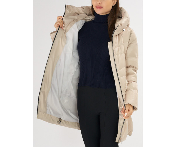 Куртка зимняя big size бежевого цвета 7519B