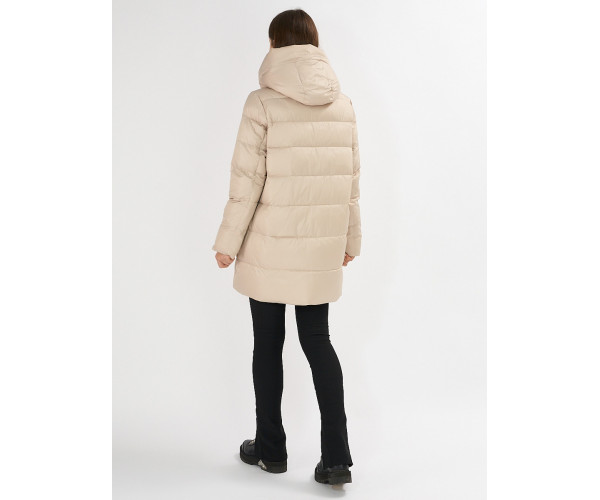 Куртка зимняя big size бежевого цвета 7519B