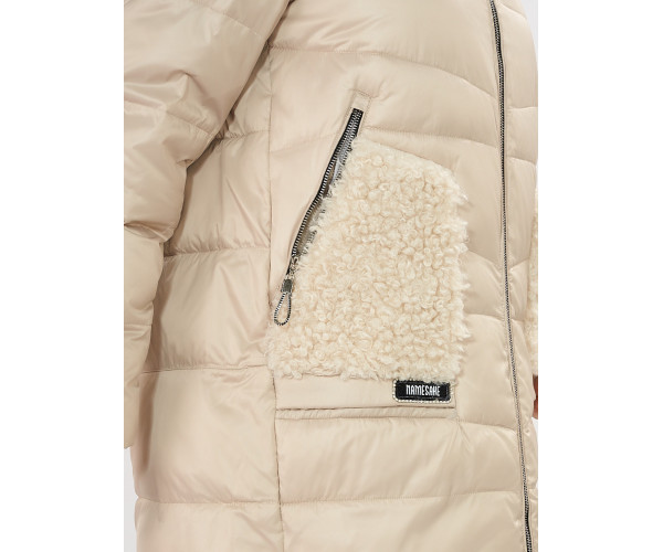 Куртка зимняя big size бежевого цвета 7519B