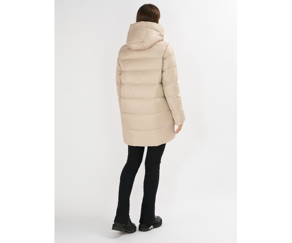 Куртка зимняя big size бежевого цвета 7519B