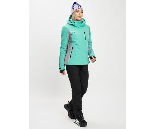 Горнолыжный костюм женский бирюзового цвета 077034Br