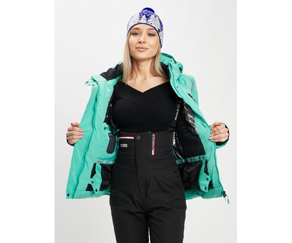 Горнолыжный костюм женский бирюзового цвета 077034Br