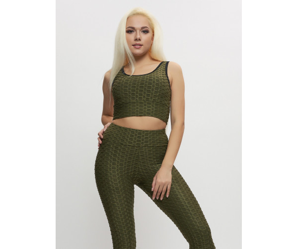 Костюм для фитнеса женский цвета хаки 2004Kh