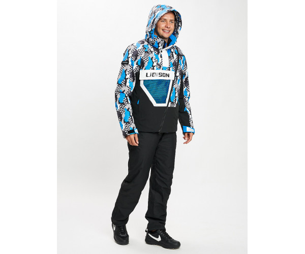 Горнолыжный костюм анорак мужской синего цвета 077027S