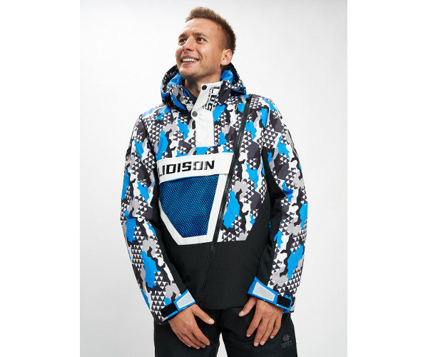 Горнолыжный костюм анорак мужской синего цвета 077027S