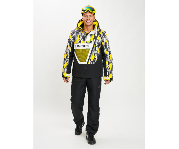 Горнолыжный костюм анорак мужской желтого цвета 077027J