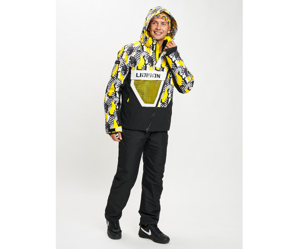 Горнолыжный костюм анорак мужской желтого цвета 077027J
