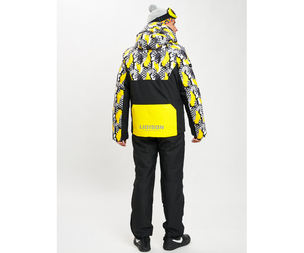 Горнолыжный костюм анорак мужской желтого цвета 077027J