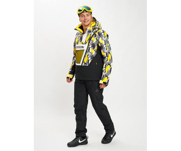 Горнолыжный костюм анорак мужской желтого цвета 077027J