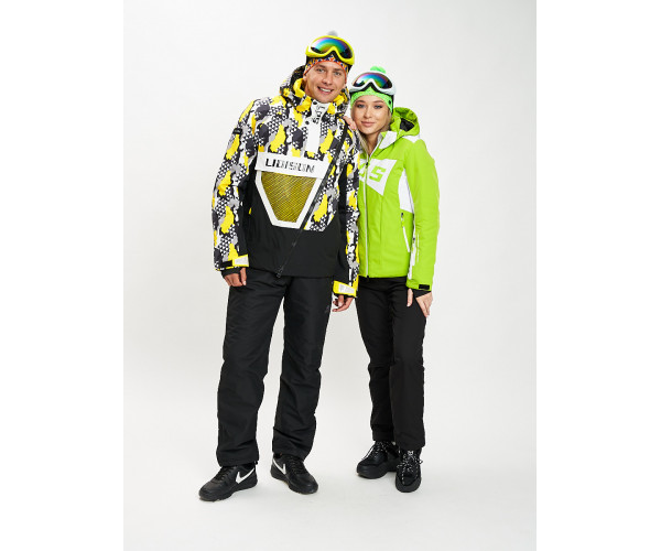 Горнолыжный костюм женский зеленого цвета 077030Z