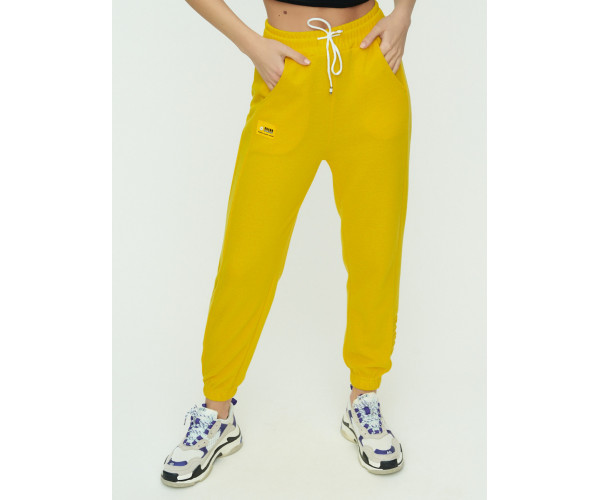 Штаны джоггеры женские желтого цвета 1302J