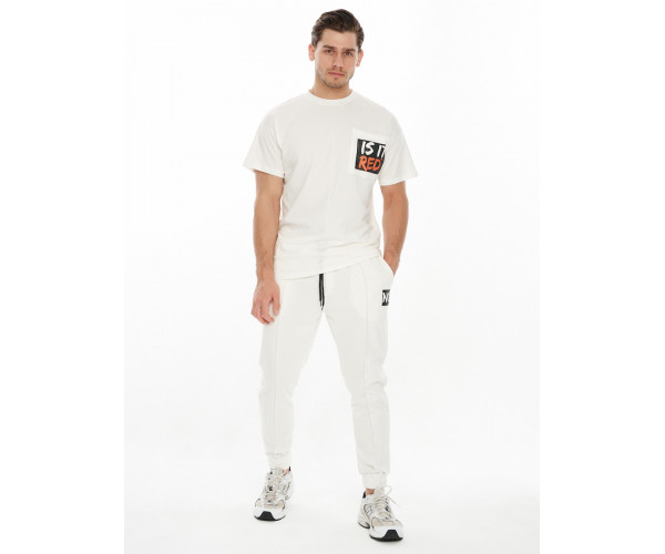Костюм джоггеры с футболкой белого цвета 9181Bl