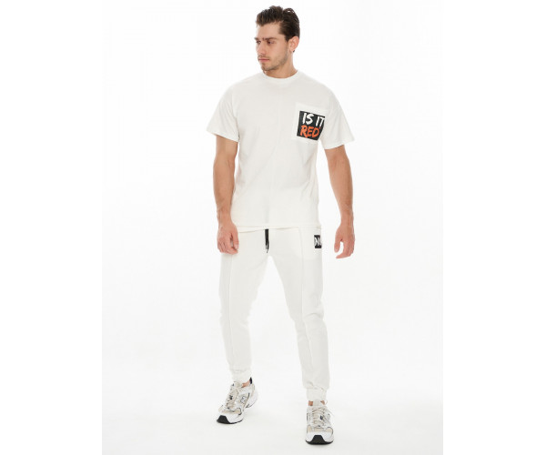Костюм джоггеры с футболкой белого цвета 9181Bl