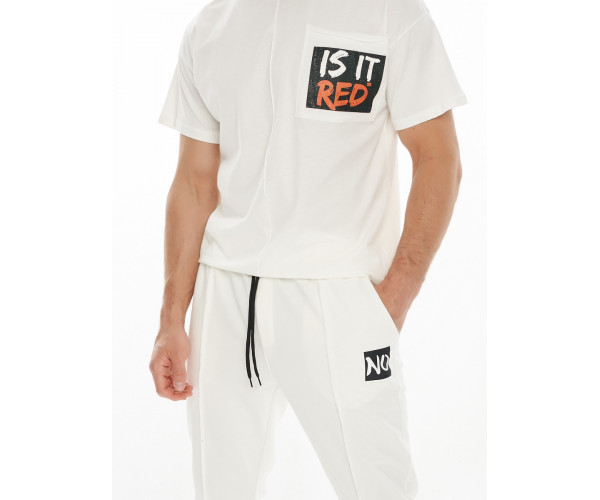 Костюм джоггеры с футболкой белого цвета 9181Bl