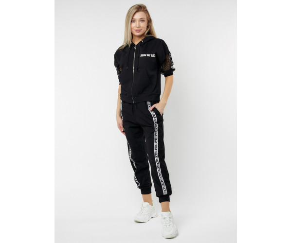 Спортивный костюм трикотажный черного цвета 22124Ch