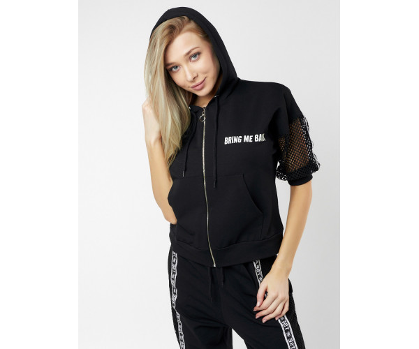 Спортивный костюм трикотажный черного цвета 22124Ch