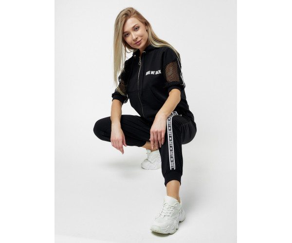 Спортивный костюм трикотажный черного цвета 22124Ch