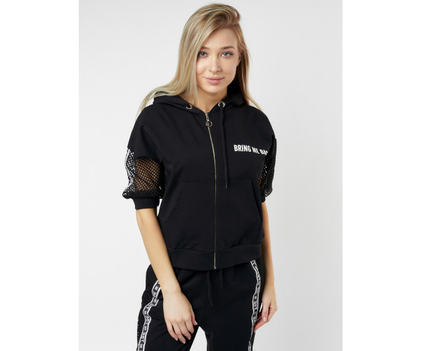 Спортивный костюм трикотажный черного цвета 22124Ch