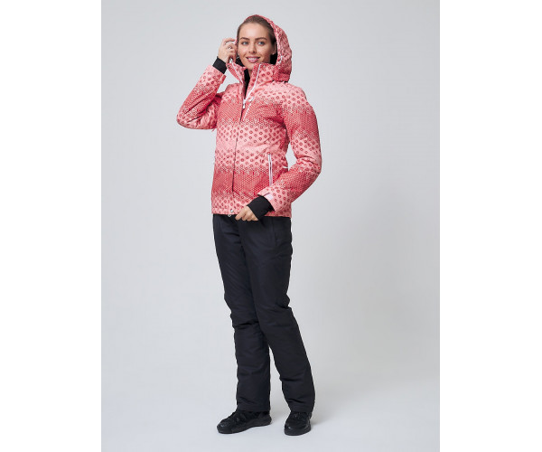 Костюм горнолыжный женский персикового цвета 01786P
