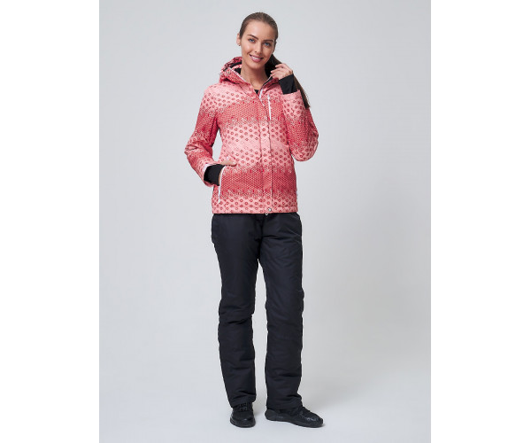 Костюм горнолыжный женский персикового цвета 01786P